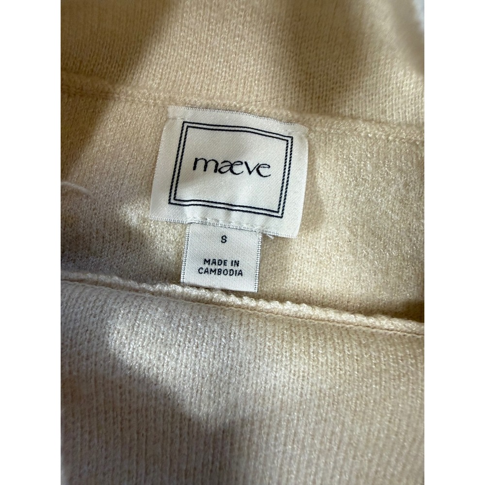 Maeve Mock Neck Sweater Womens Small Cream Excellent Embroidered Crest Paris - Picture 4 of 5
